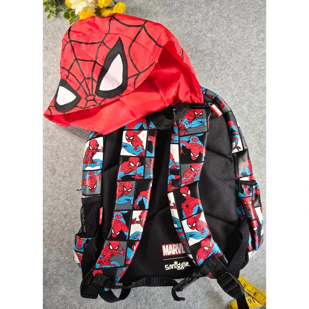 Smiggle Marvel Spider-Man Backpack Superhero Hooded Embossed Bag School